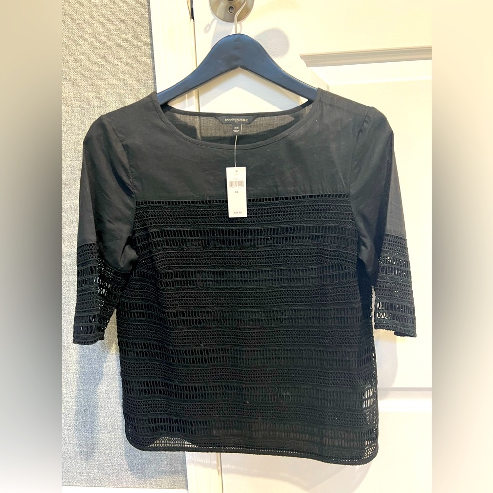 NEW Banana republic short sleeve black blouse